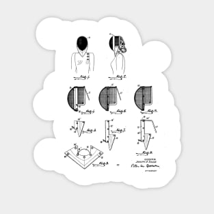 Fencing Mask Vintage Patent Hand Drawing Sticker